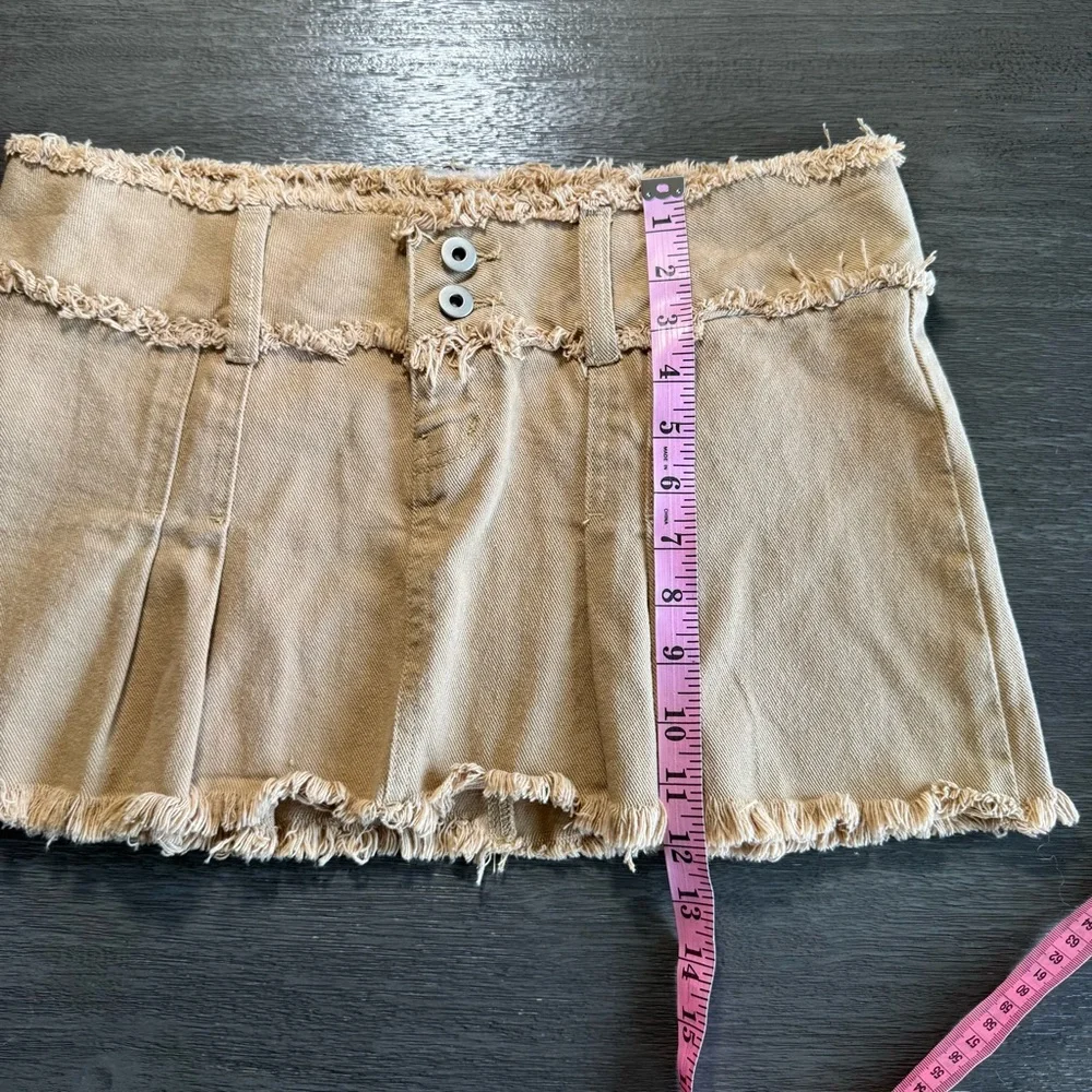 I.AM.GIA Khaki Tan Denim Micro Mini Skirt Distressed M